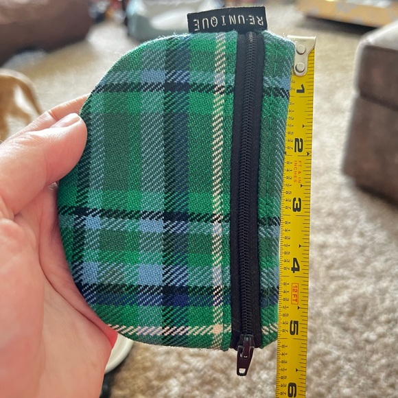 Tartan Coin Purse Half Moon Utility Zipper Pouch RE-UNIQUE Scotland Green Plaid - Picture 4 of 6